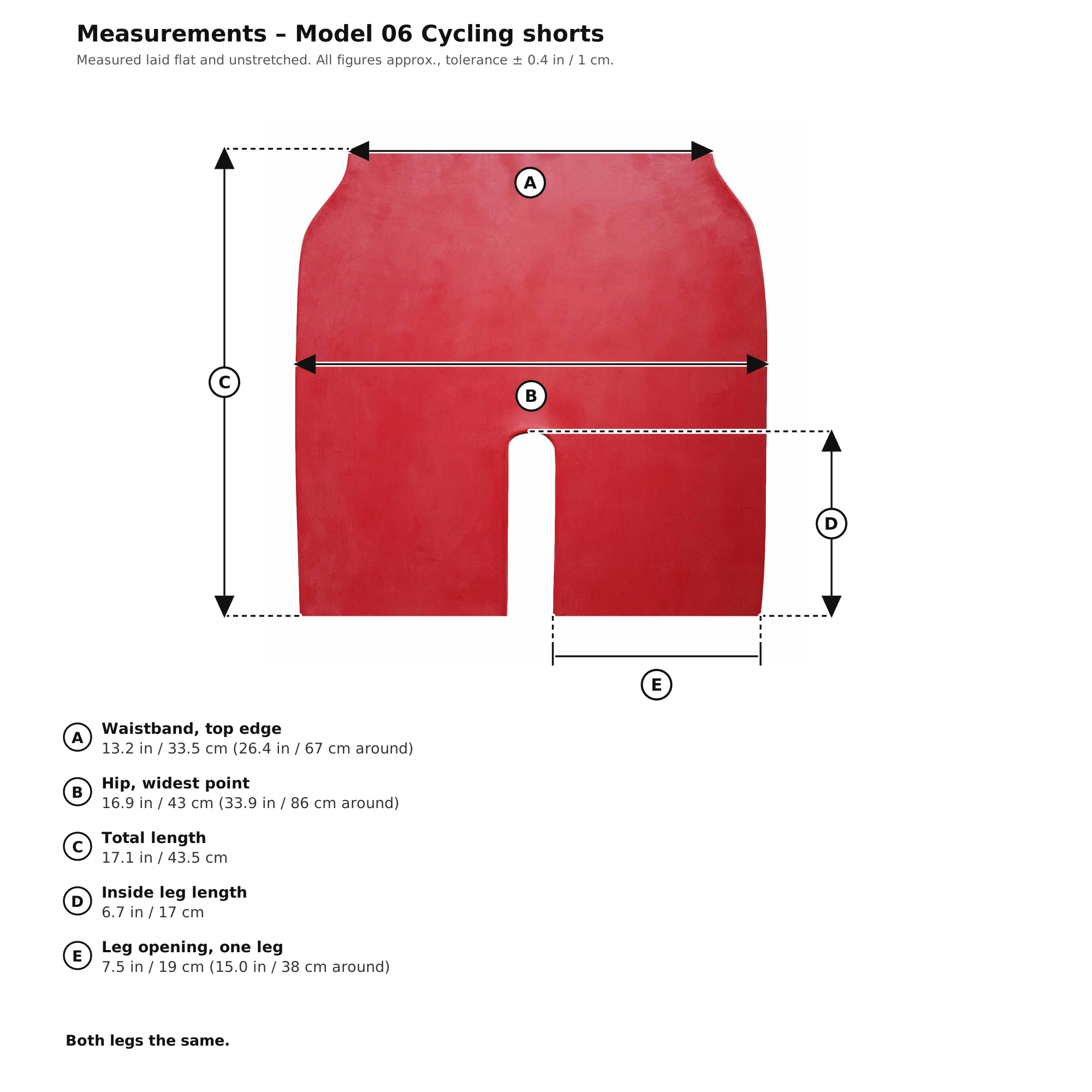 Measurement chart – Red Latex Cycling Shorts Rubber Bike Shorts 100% Natural Latex One Size