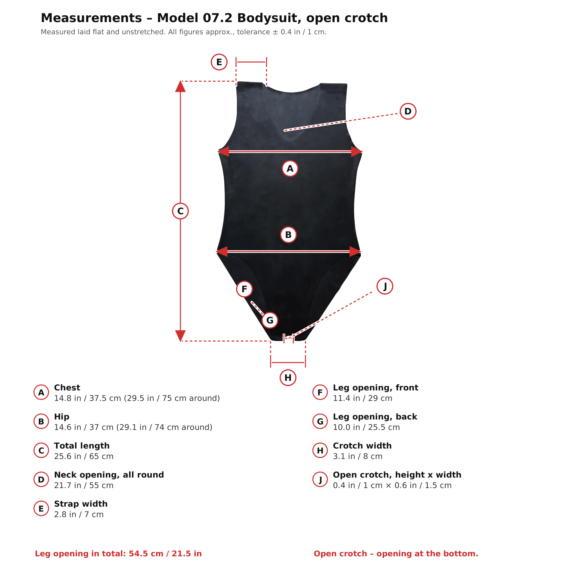 Measurement chart – Womens Black Latex Crotchless Bodysuit Open Crotch Rubber Leotard Natural Latex