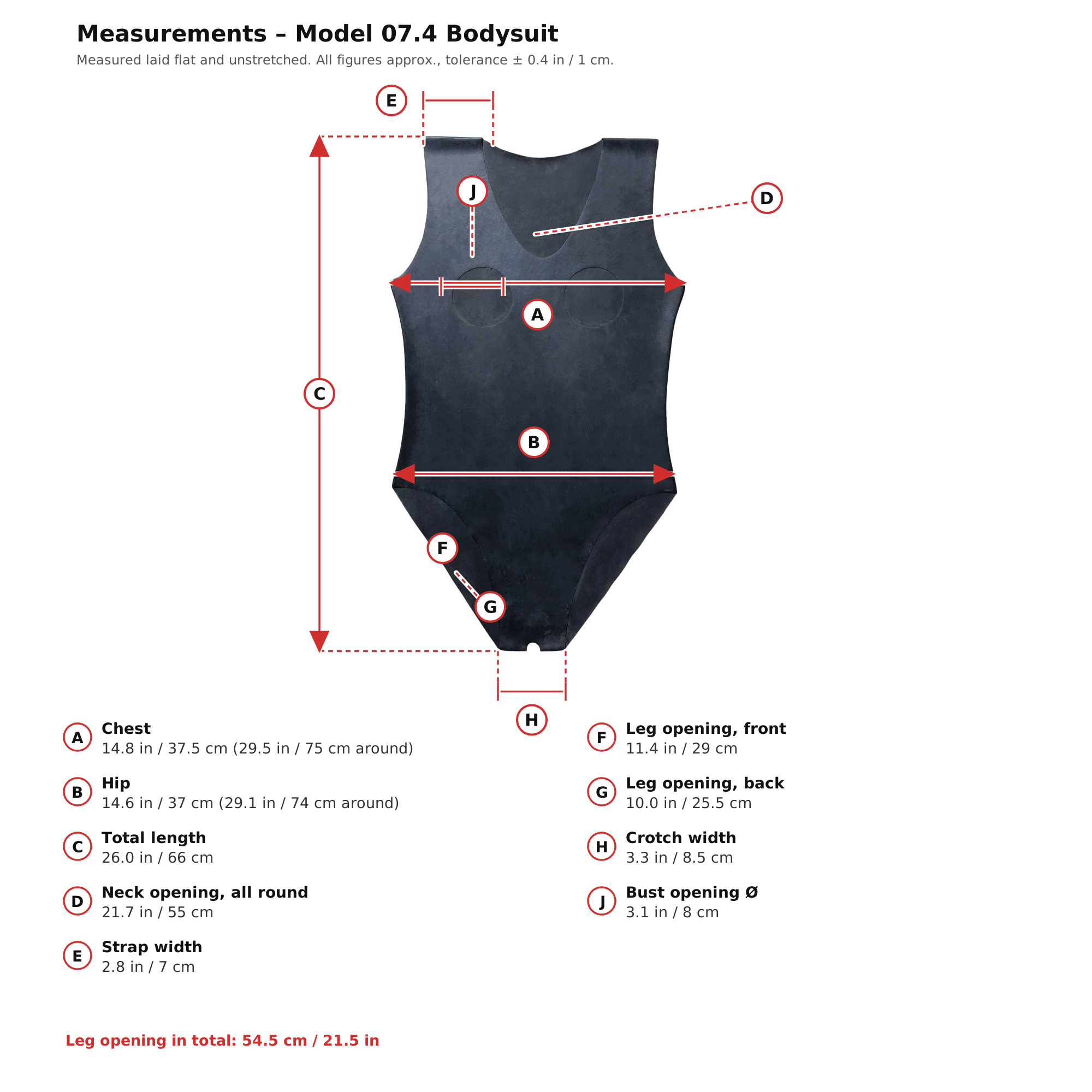 Measurement chart – Womens Black Latex Bodysuit Open Crotch and Chest Rubber Leotard Natural Latex