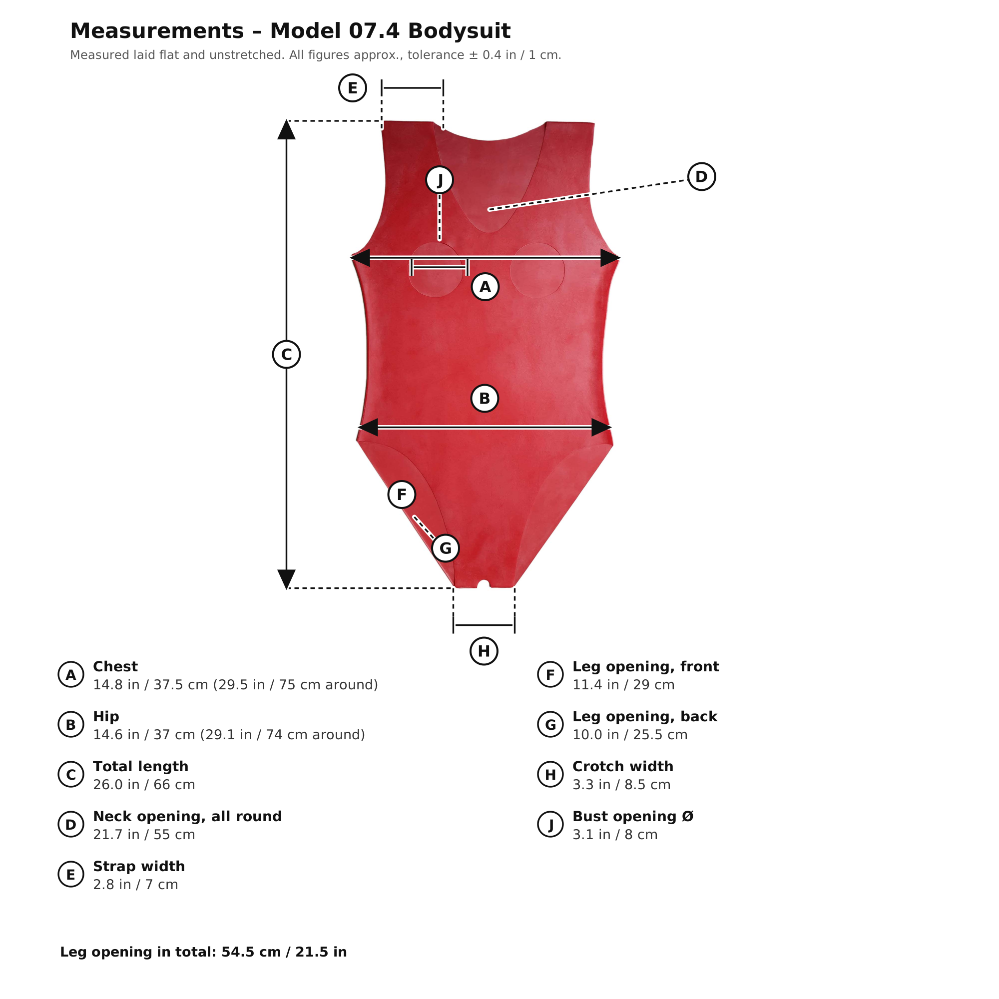 Measurement chart – Womens Red Latex Bodysuit Open Crotch and Chest Rubber Leotard Natural Latex