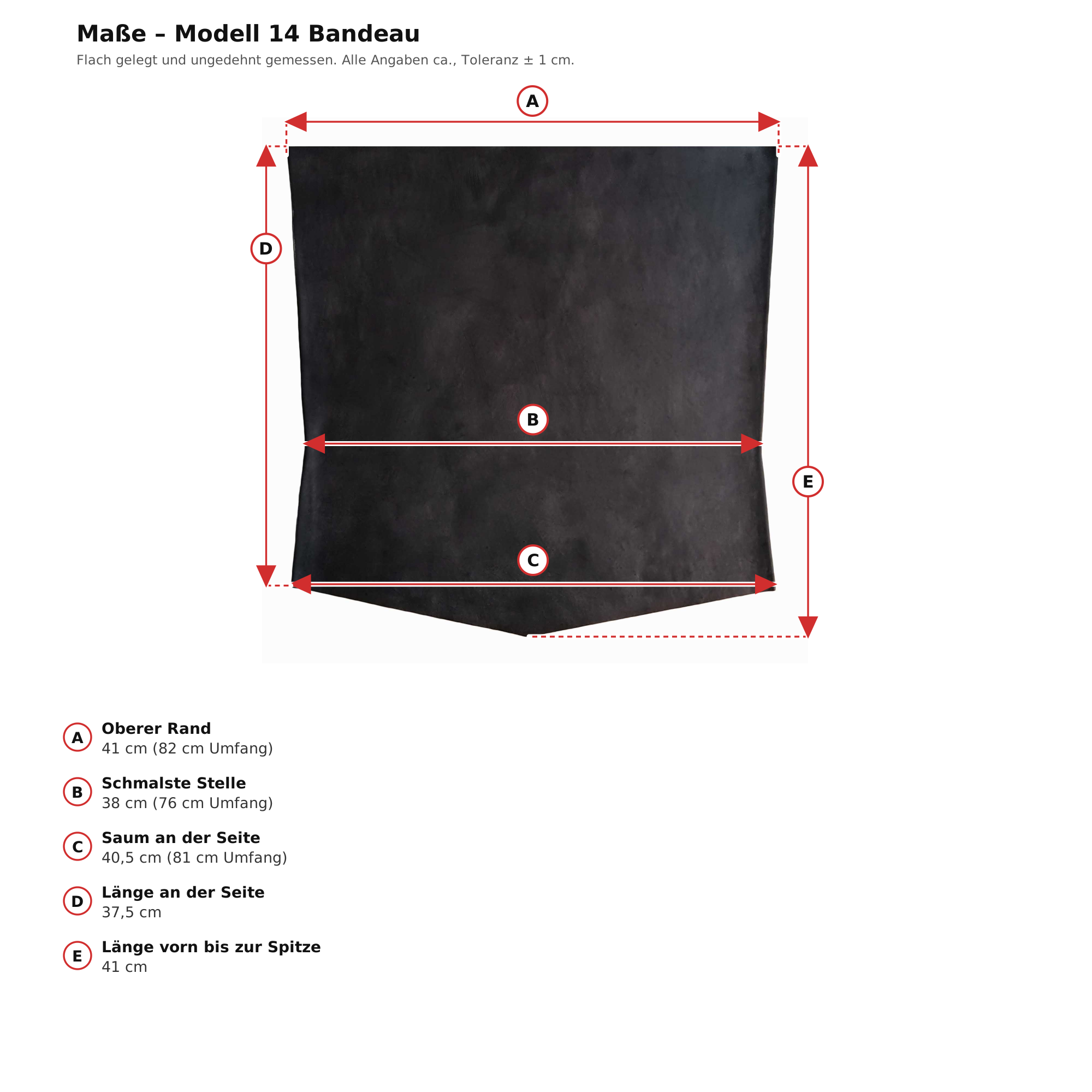Maßblatt – Latex Bandeau-Top Schwarz Damen Naturlatex Gummi Einheitsgröße