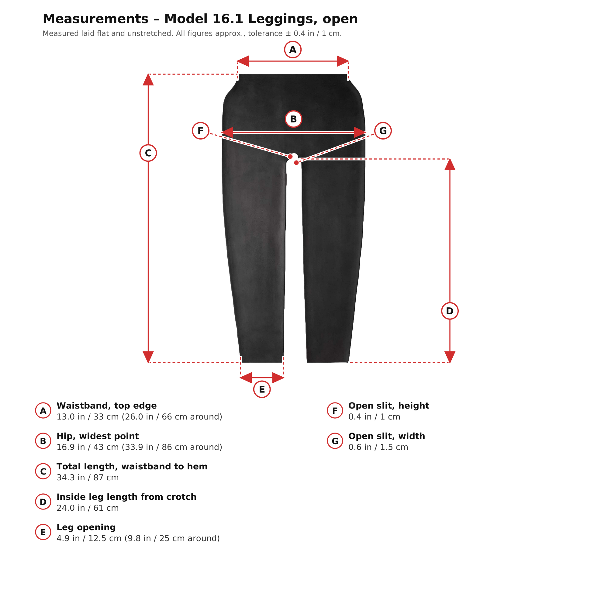 Measurement chart – Womens Black Latex Crotchless Leggings Open Crotch Rubber Pants Natural Latex