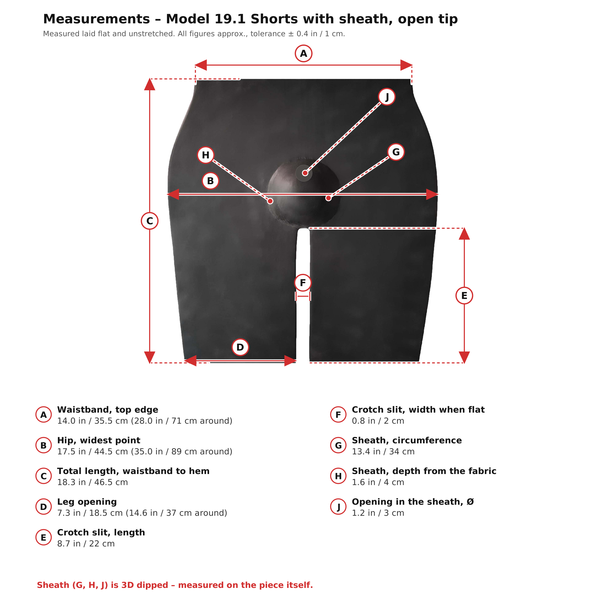 Measurement chart – Mens Black Latex Cycling Shorts with Penis Hole Open Front Rubber Shorts Latex